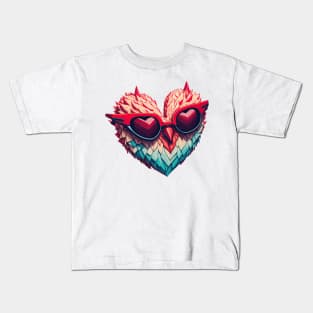 Feathered Heart with Sunglasses Art Kids T-Shirt